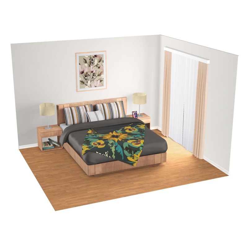 Blanket with Sunflower and Floral Pattern