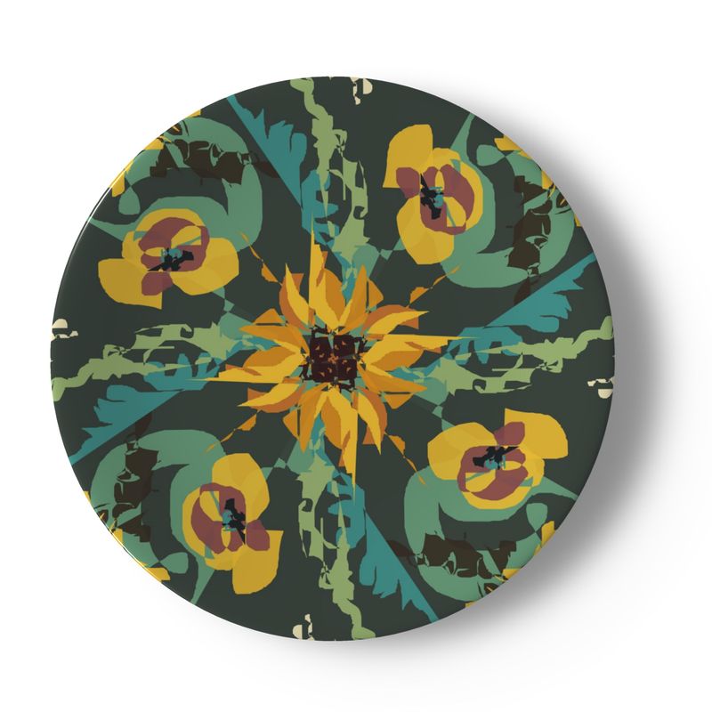 China Plate in Sunflower and Floral Pattern
