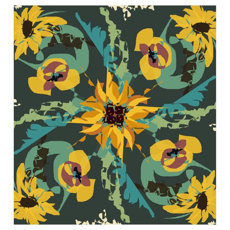 Curtains with a Sunflower and Floral Pattern