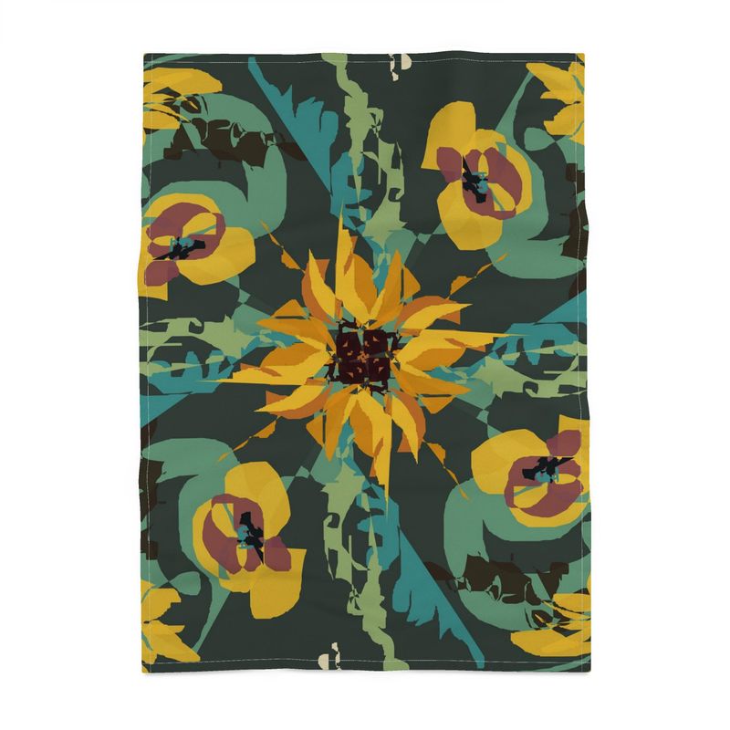 Tea Towel in Sunflower and Floral Pattern