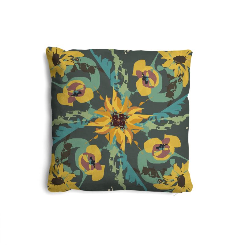 Pillows in Set of Two Sunflower and Floral Pattern Design