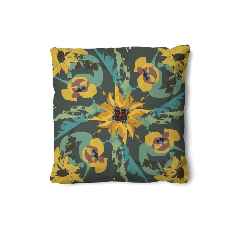 Pillows in Set of Two Sunflower and Floral Pattern Design