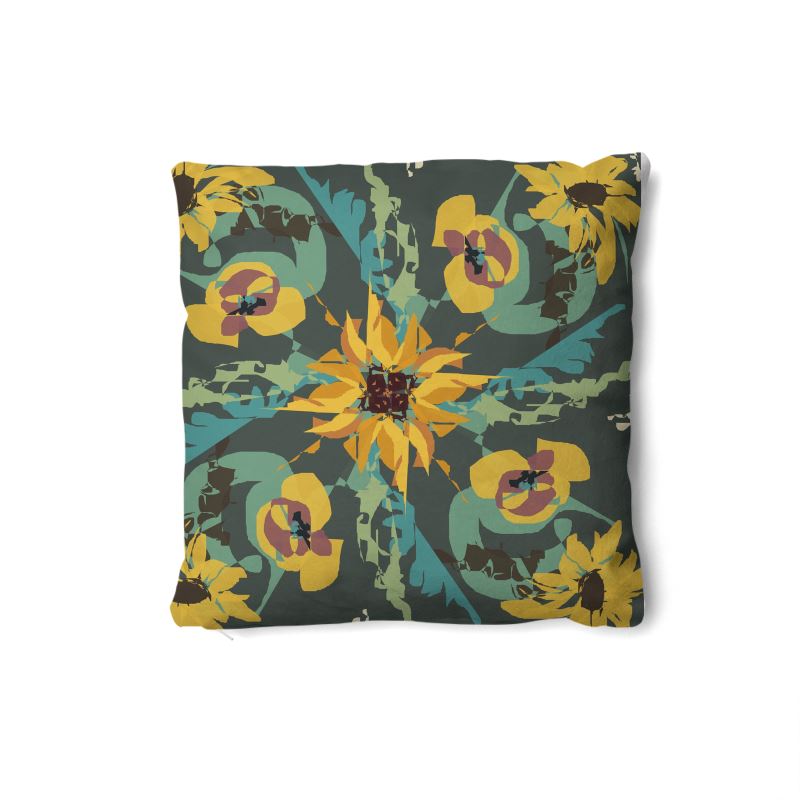 Pillows in Set of Two Sunflower and Floral Pattern Design