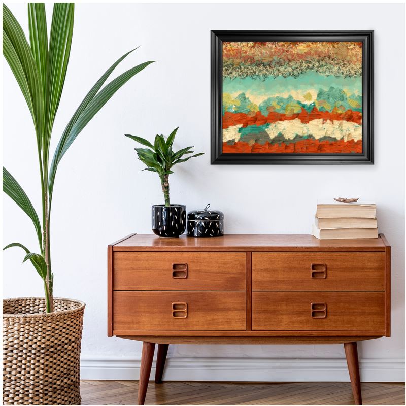 Premium Framed Art Print in Natural Turquoise and Copper Textures