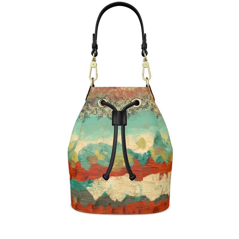 Bucket Bag in Turquoise and Copper Textures