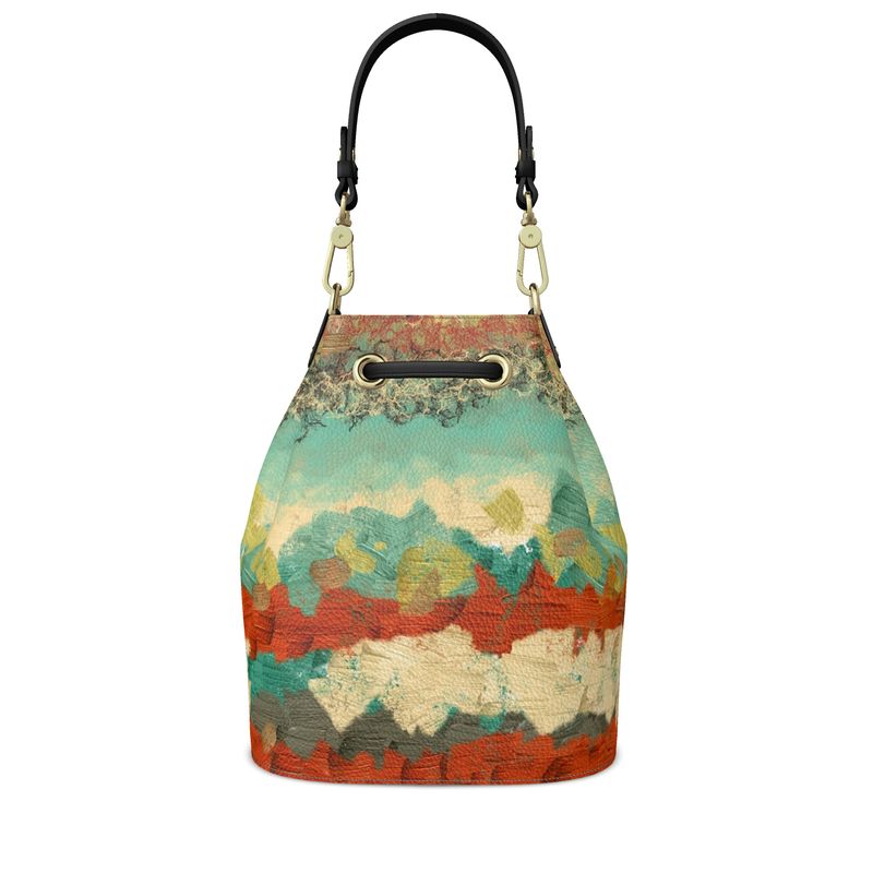 Bucket Bag in Turquoise and Copper Textures