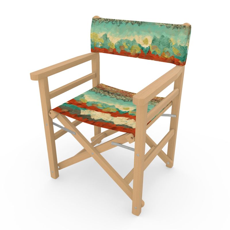 Director's Chair in Turquoise Blue and Copper Textures