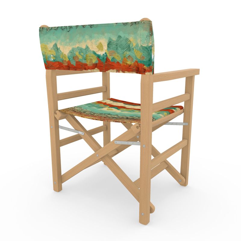 Director's Chair in Turquoise Blue and Copper Textures