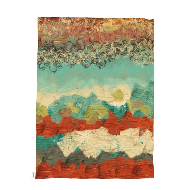 Throw Blanket in Turquoise, Copper, and Cream Textures