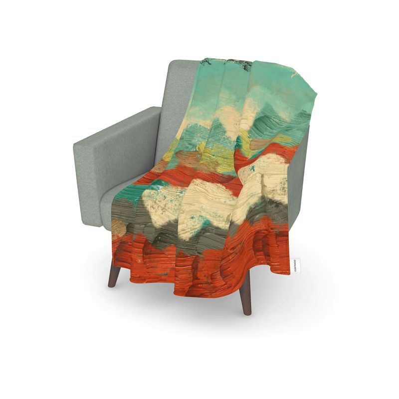 Throw Blanket in Turquoise, Copper, and Cream Textures