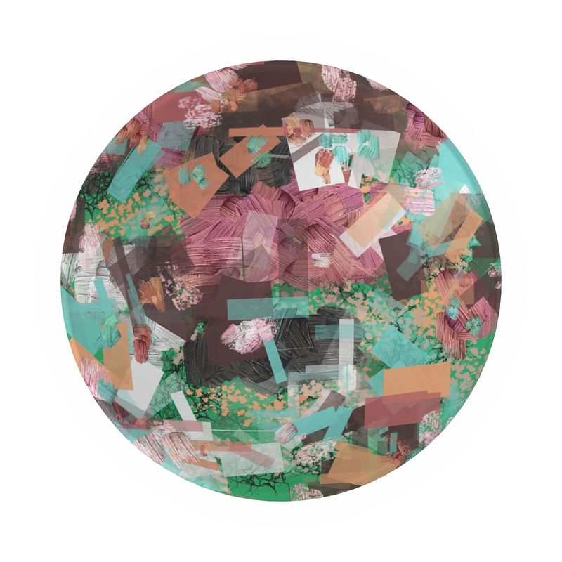 Ornamental Bowl in Purple and Greens Abstract Collage