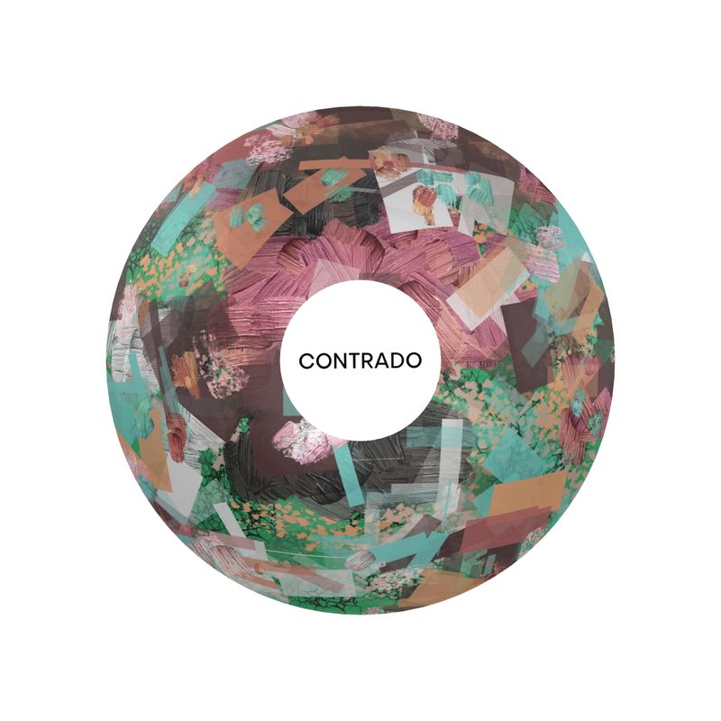 Ornamental Bowl in Purple and Greens Abstract Collage