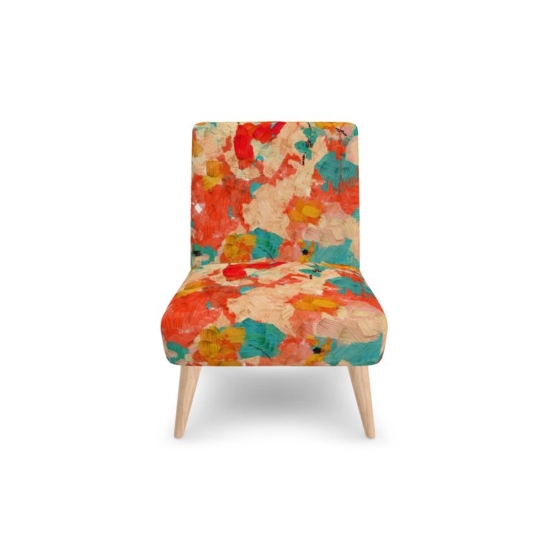 Occasional Chair Abstract in Aqua, Gold, and Reds