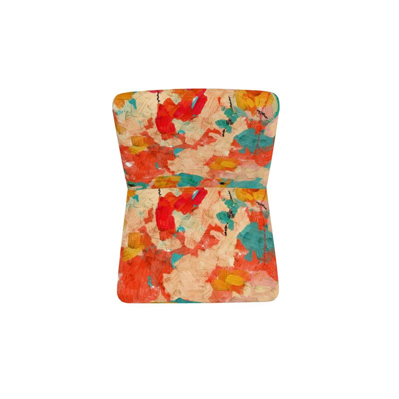 Occasional Chair Abstract in Aqua, Gold, and Reds