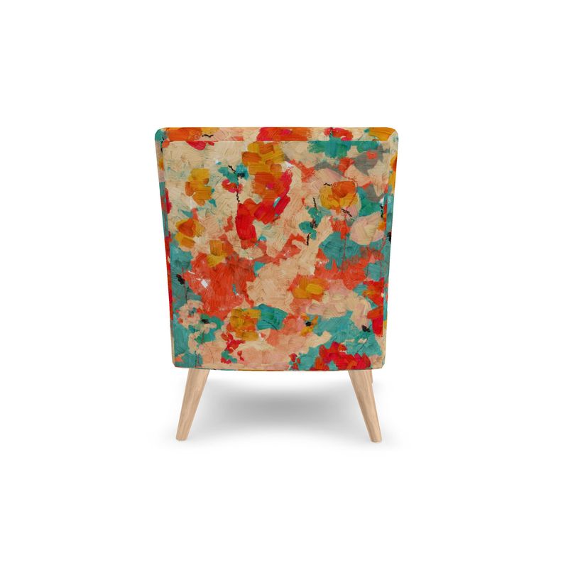 Occasional Chair Abstract in Aqua, Gold, and Reds