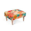 Footstool in an Abstract Garden Design, Aqua, Gold and Reds