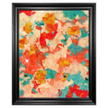 Framed Art Print, Abstract Garden in Aqua, Gold, and Reds