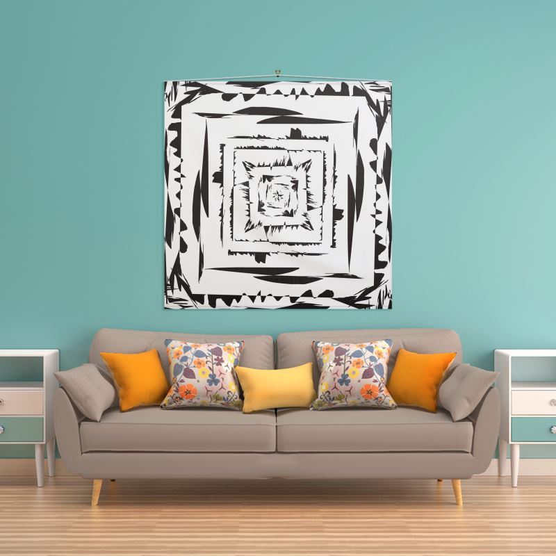 Wall Hanging, Black and White Square Pattern