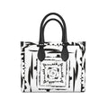 Leather Shopper Bag, Black and White Square Pattern