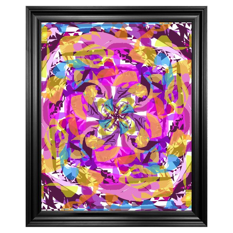 Framed Art Print, Bright Abstract Pattern, Turquoise, Pink, Gold