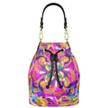 Bucket Bag, Bright Pink and Gold Pattern with Turquoise Accent