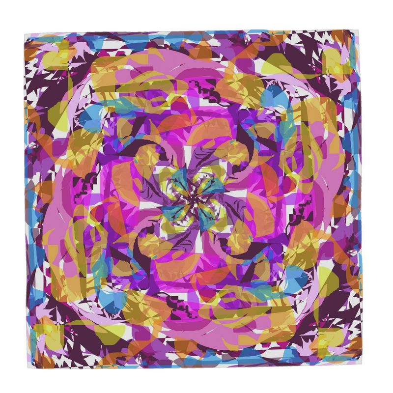 Scarf Wrap, Pink and Purple Square Pattern with Turquoise and Gold