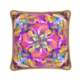 Silk Cushions, Pink, Gold, and Turquoise Floral Pattern