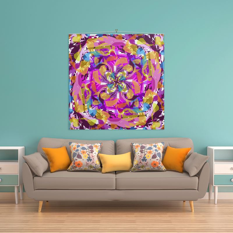 Wall Hanging in Pink and Gold Floral Pattern