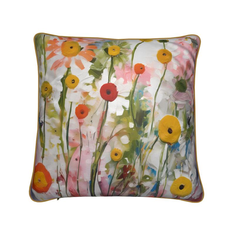 Floral Design Pillow with Hand-Painted Floral Print