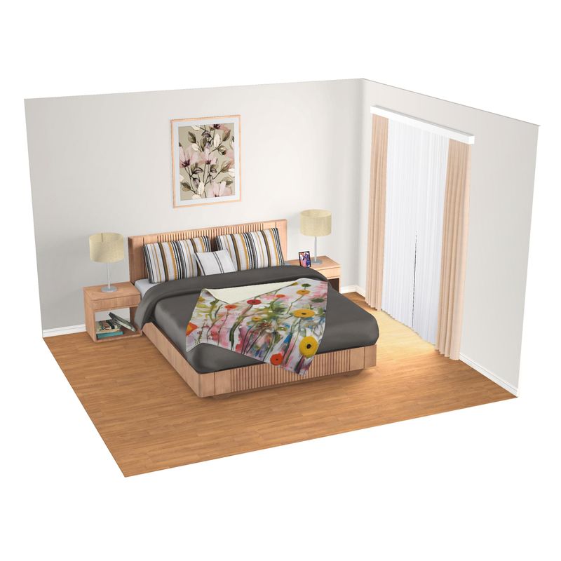 Hand-Painted Flower Print Blanket