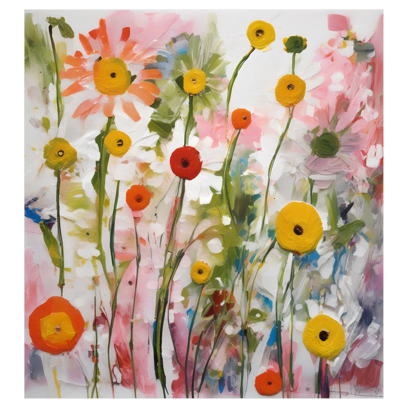 Hand-Painted Print Flower Design Curtains