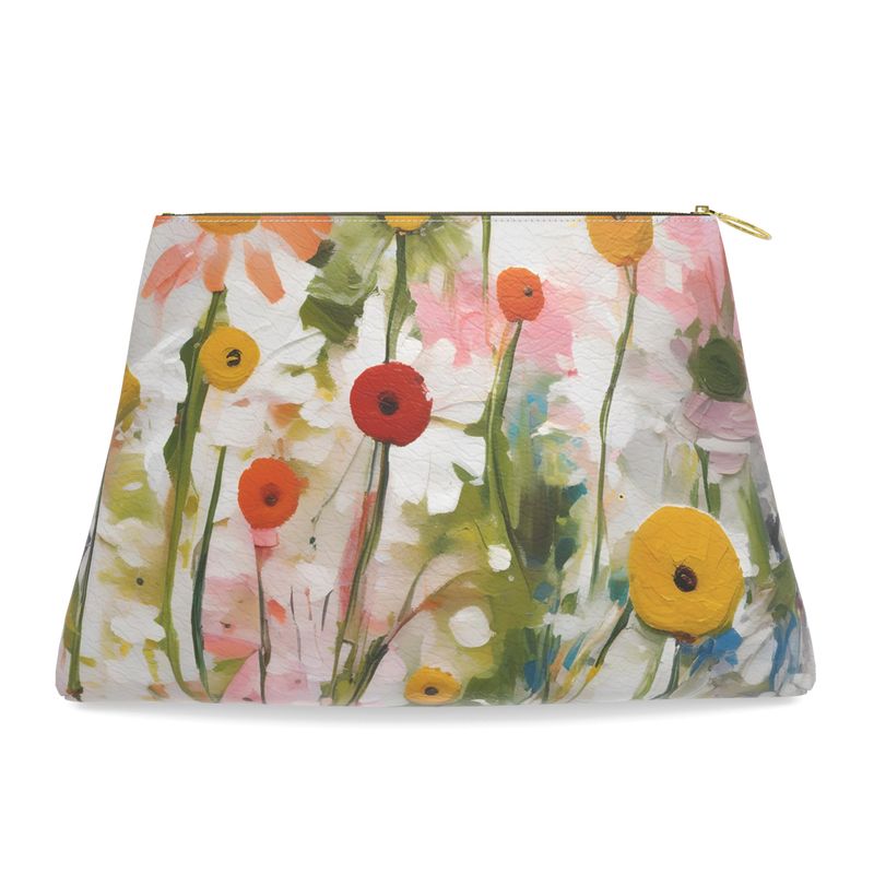 Hand-Painted Floral Print Clutch Purse