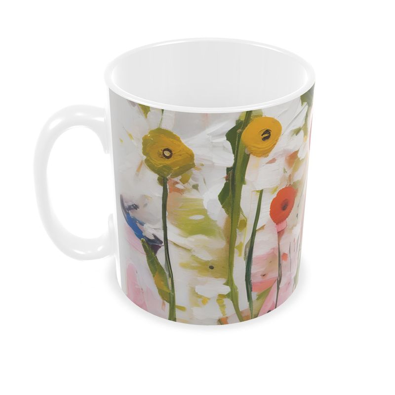 Painted Floral Print Mugs