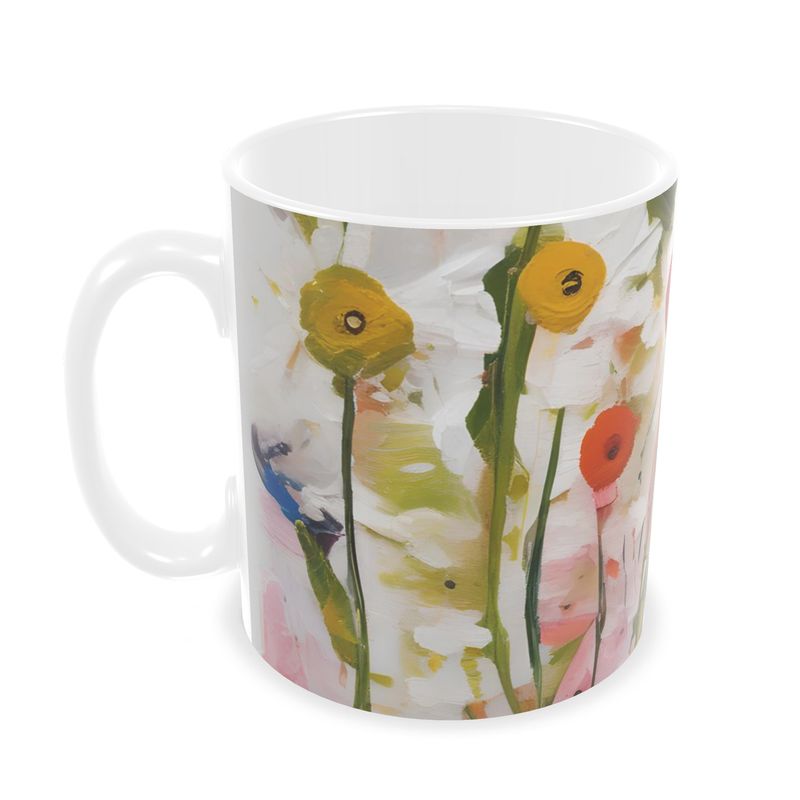 Painted Floral Print Mugs