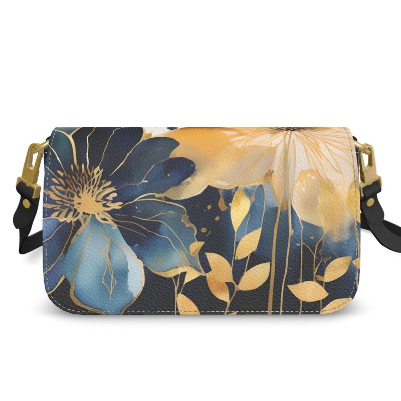 Blue and Gold Floral Box Bag