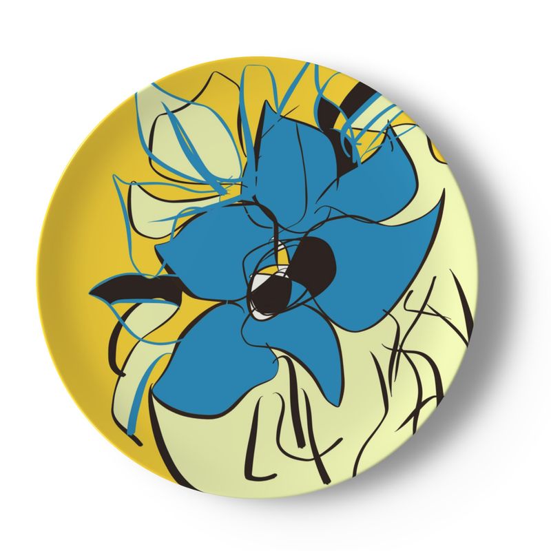 China Plates, Blue and Yellow Floral, Floral China Plates
