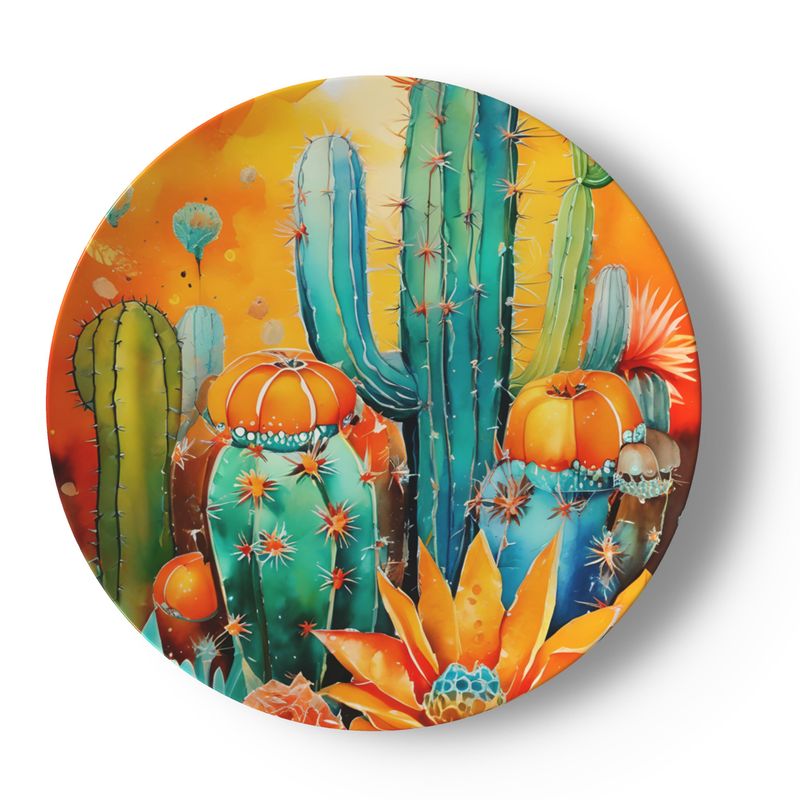 China Plates, Southwestern Desert Cactus Design