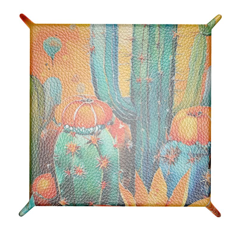 Leather Trinket Tray, Cactus in the Desert Trinket Tray, Southwestern