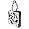 Black and White Shopper Bag with Gold and Yellow Accents