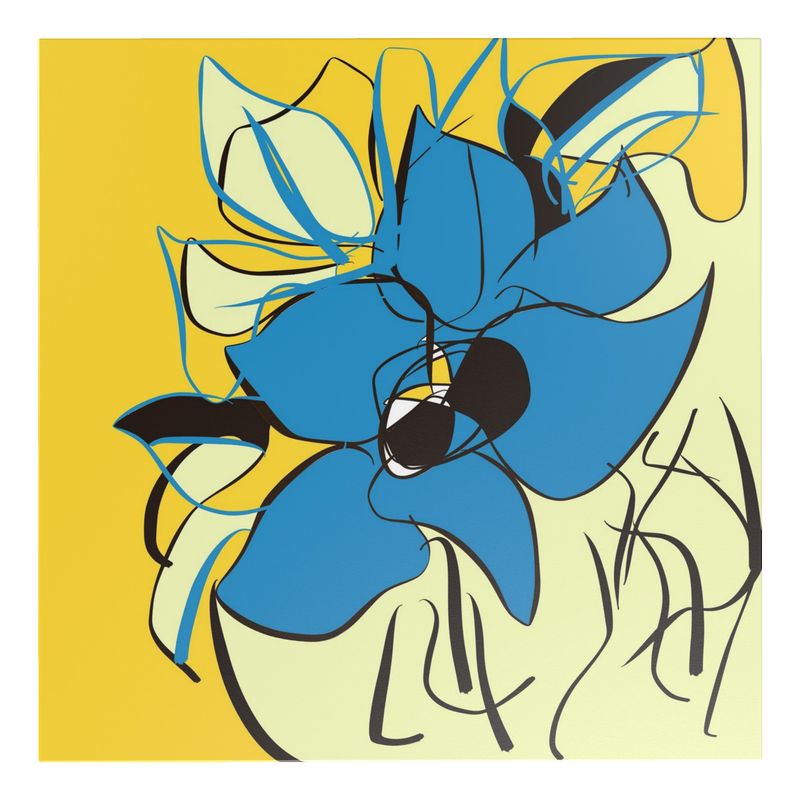 Coffee Table, Blue and Yellow Flower Coffee Table, Tables