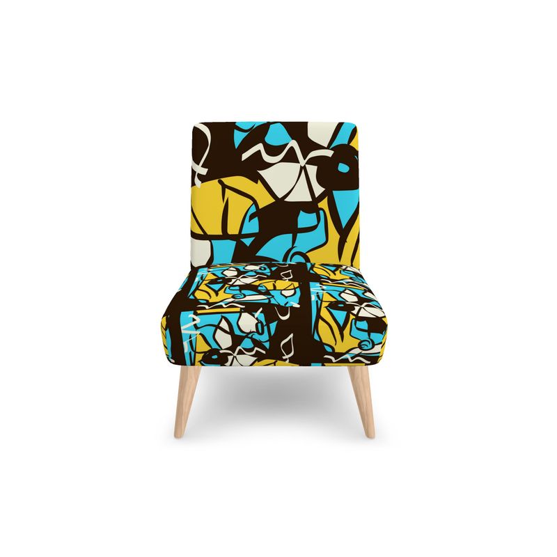 Colorful Abstract Chair, Occasional Chair, Turquoise and Yellow Chair