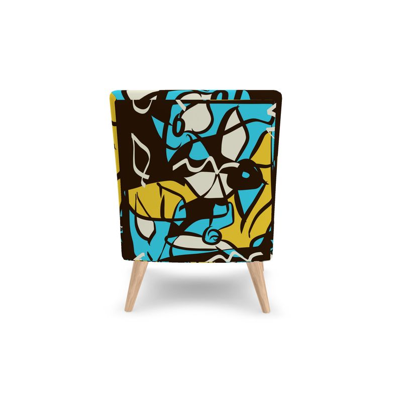 Colorful Abstract Chair, Occasional Chair, Turquoise and Yellow Chair