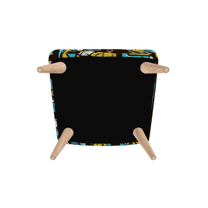 Colorful Abstract Chair, Occasional Chair, Turquoise and Yellow Chair