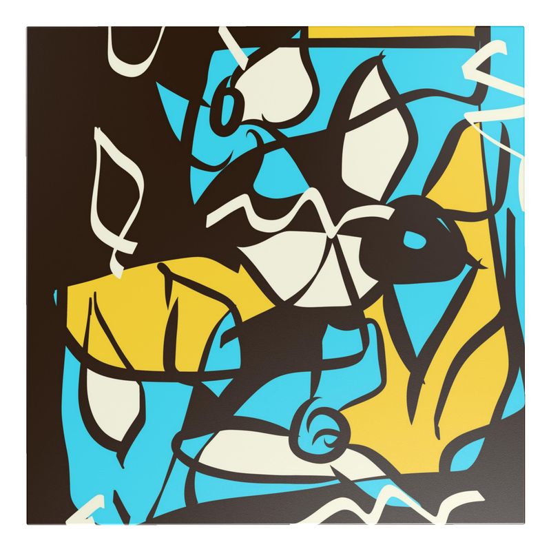 Abstract Coffee Table, Turquoise and Yellow Table, Vibrant Table