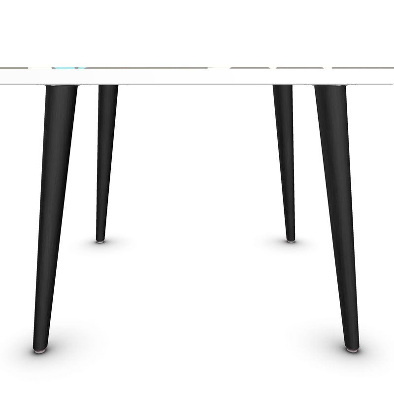 Abstract Coffee Table, Turquoise and Yellow Table, Vibrant Table