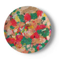 China Plates with a Floral Abstract in Turquoise, Yellows and Pink