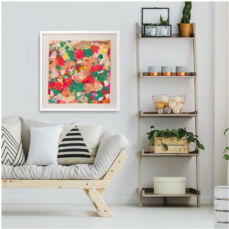 Framed Silk Scarf, Abstract Floral Framed Scarf