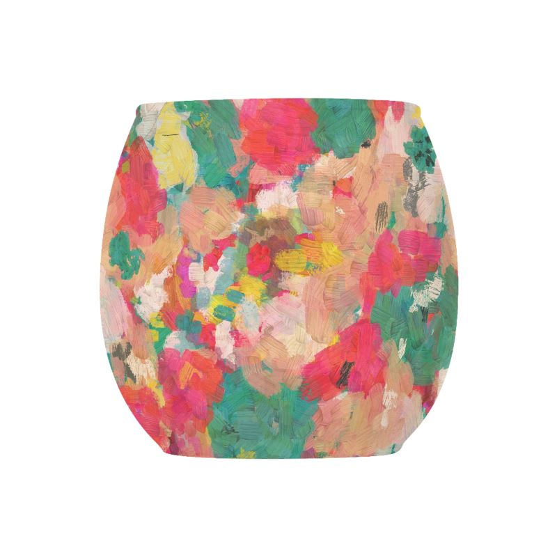 Glass Tealight Candle Holder with an Abstract Floral Design