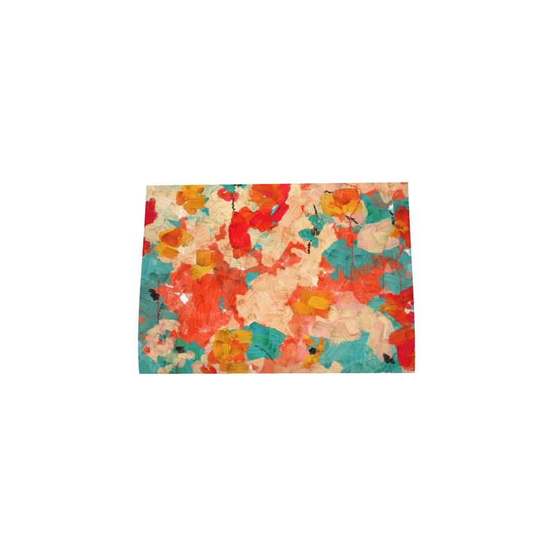 Throw Blanket with Abstract Floral Art in Turquoise, Yellow and Pinks