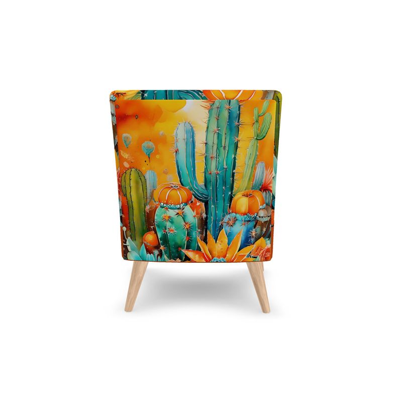 Occasional Chair, Colorful Cactus Design Chair, Vibrant Desert Chair
